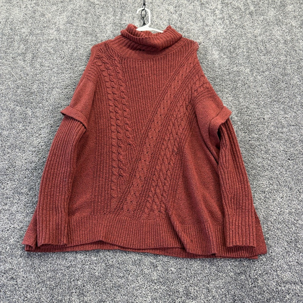 Simply Vera Vera Wang Sweater Womens Medium/Large Red Cable Knit Cowl Neck Top